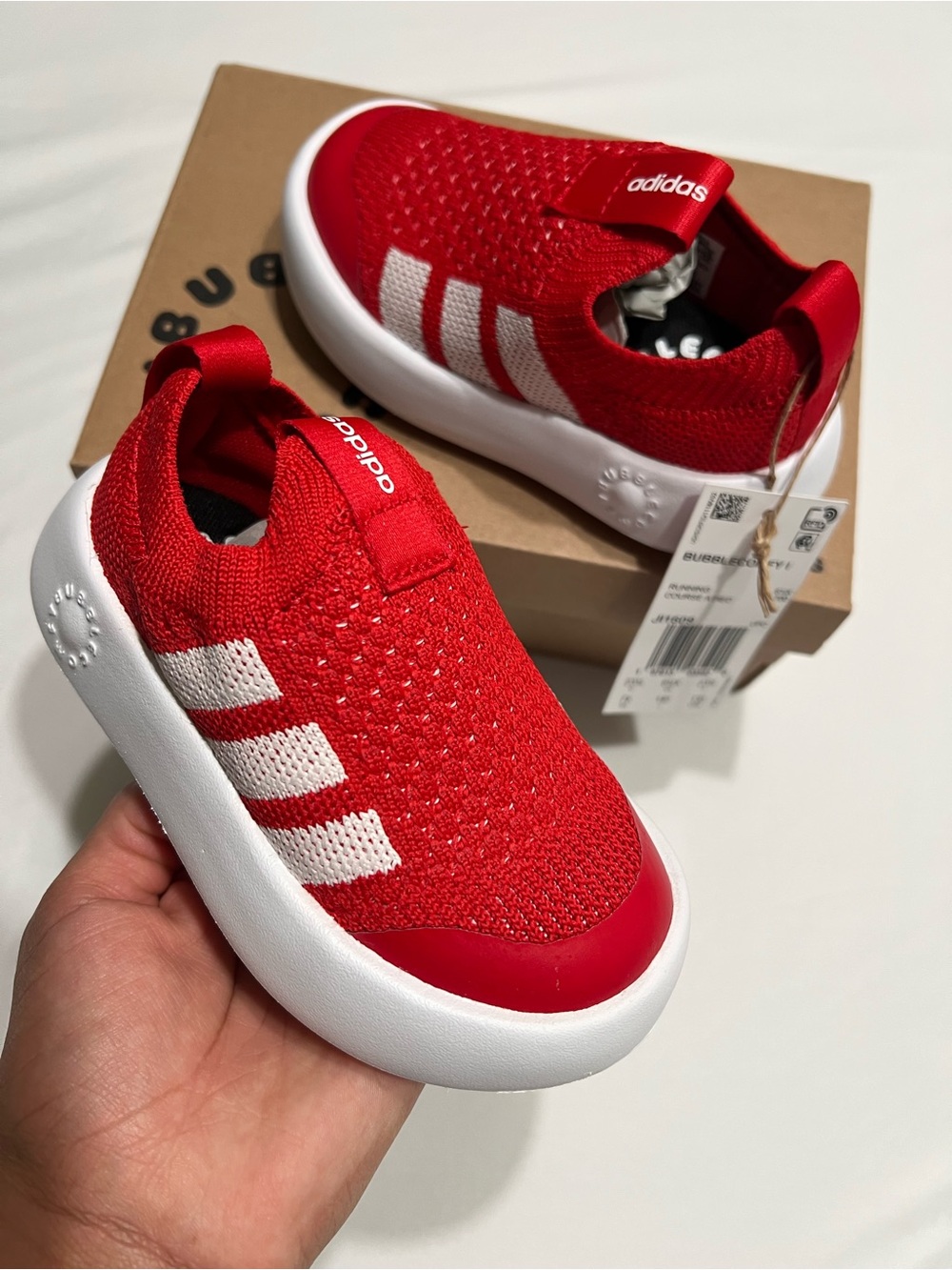 NWT adidas Kids Red Slip-On Knit Sneakers